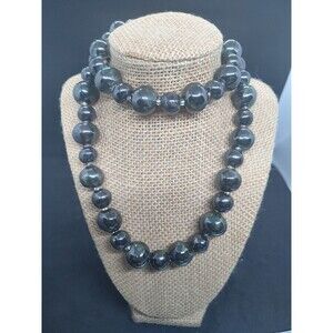 Artisan Vintage Oil Slick Iridescent Ceramic Bead Necklace